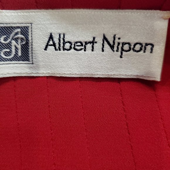 Vintage 1970's Albert Nipon Pleated Wrap Dress - Burgundy/Maroon/Long Sleeves - Picture 10 of 12